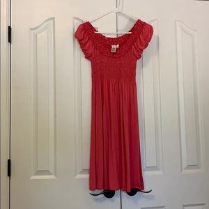 coral flowy sun dress